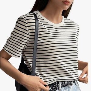 Black and White Oversized Ribbed Tee